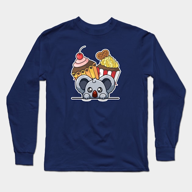 Koala and cupcakes Long Sleeve T-Shirt by Crazy Collective